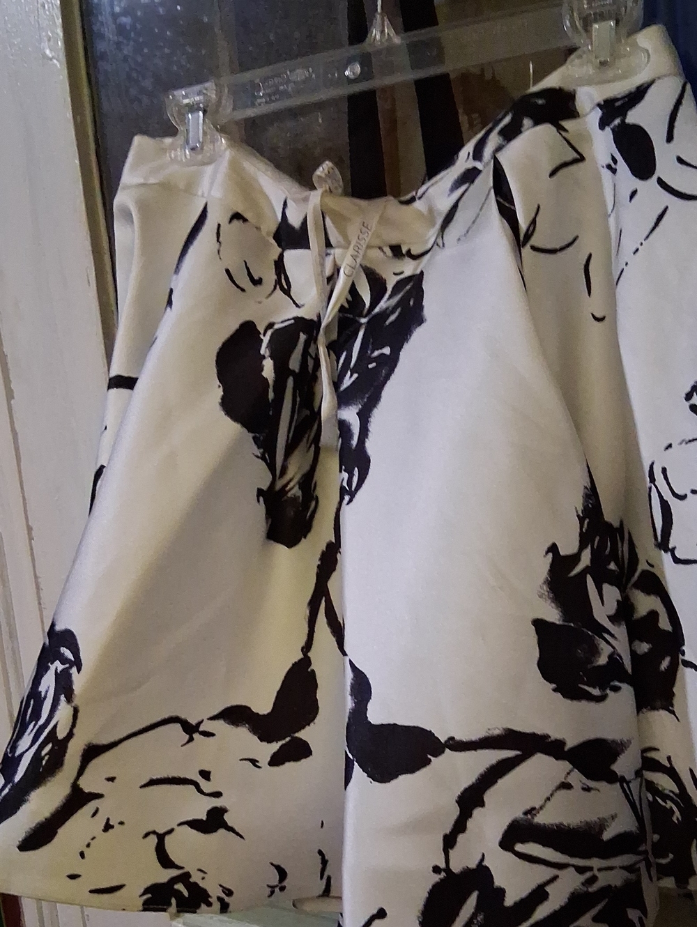 Clarisse White and Black Floral Circle Skirt